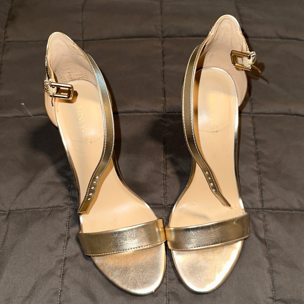 Gold Leather Nine West Heels